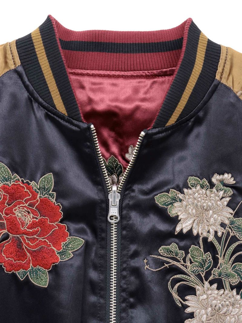 【絡繰魂・粋】“麒麟と菊牡丹”総刺繍リバーシブルスカジャン