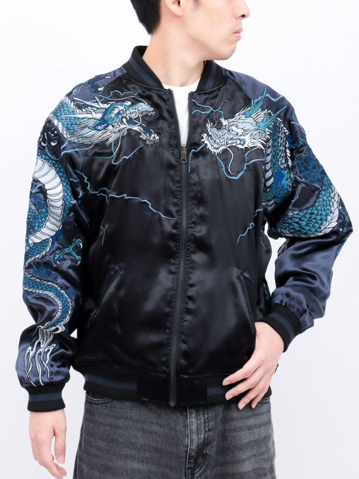 【絡繰魂・頂】“龍神の頂”総刺繍リバーシブルスカジャン