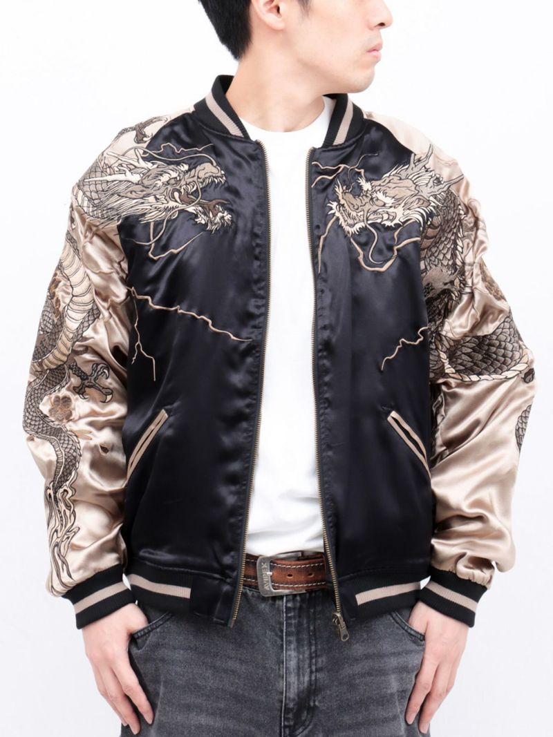 【絡繰魂・頂】“龍神の頂”総刺繍リバーシブルスカジャン