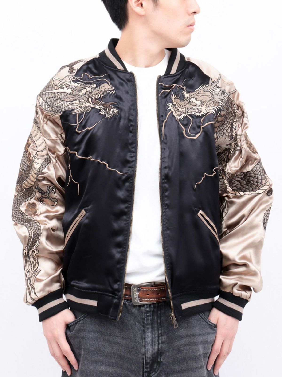 【絡繰魂・頂】“龍神の頂”総刺繍リバーシブルスカジャン