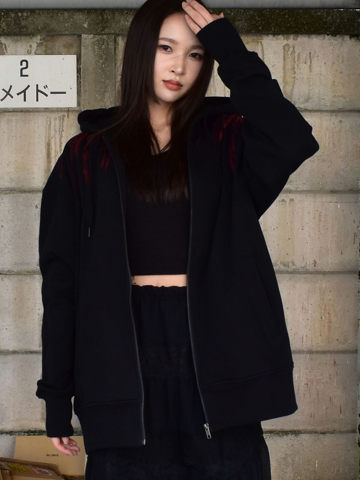 【DAKU】“CROW”総刺繍ZIPパーカー