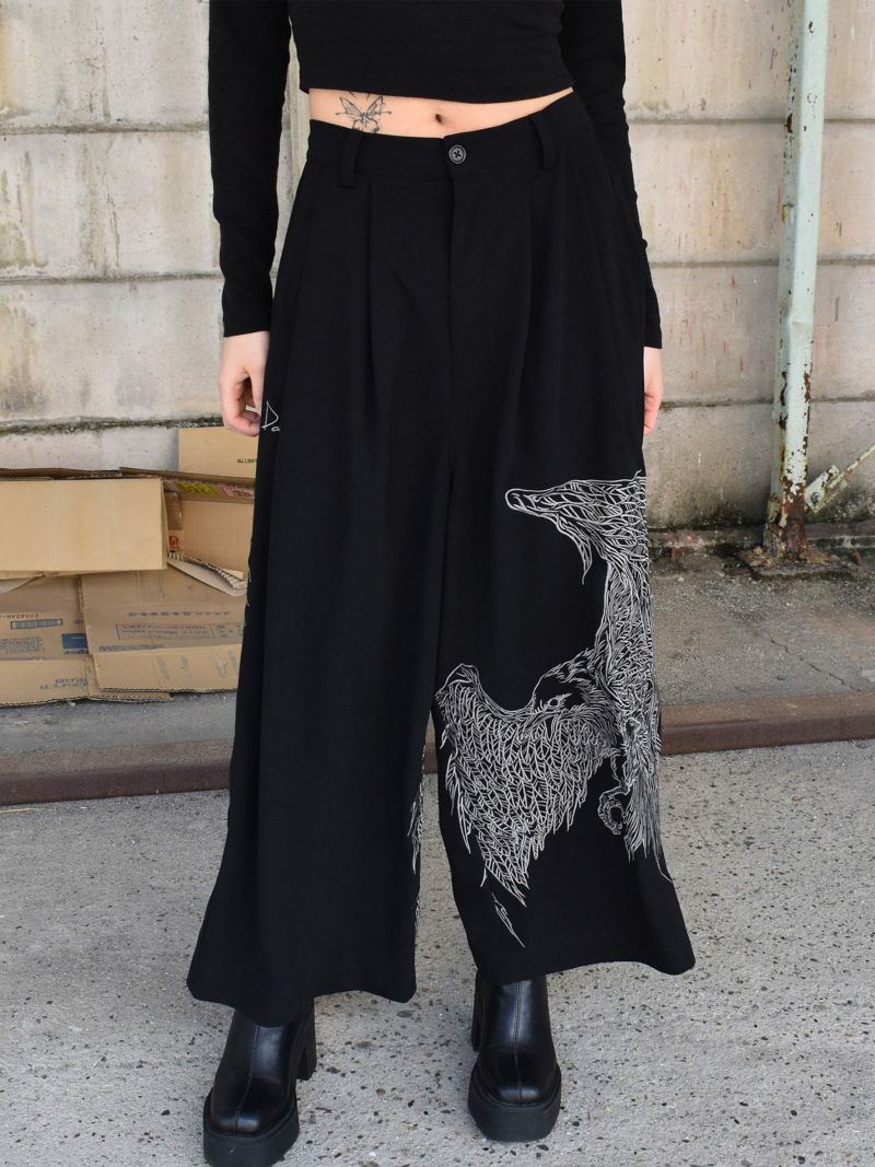 【DAKU】“CROW”総刺繍ワイドパンツ