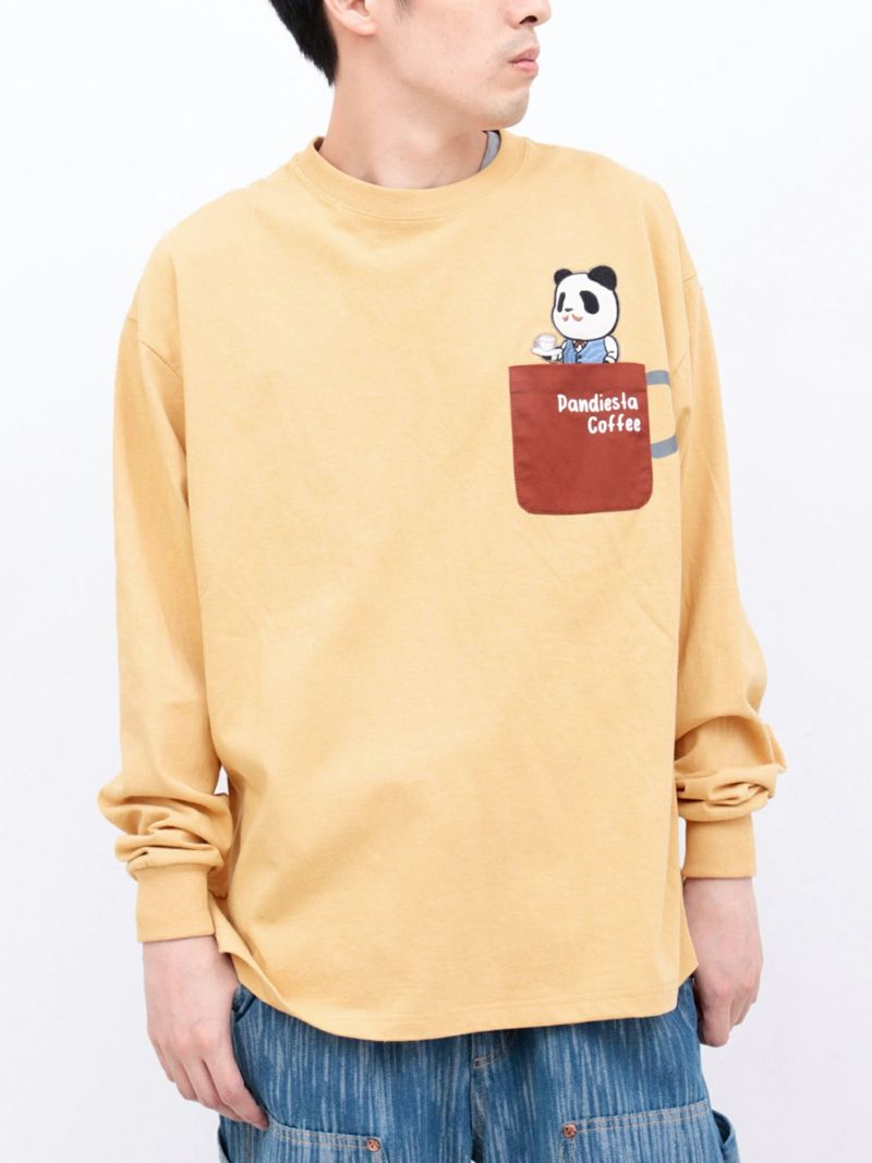 【PANDIESTA JAPAN】“熊猫カフェ”刺繍入りロンT