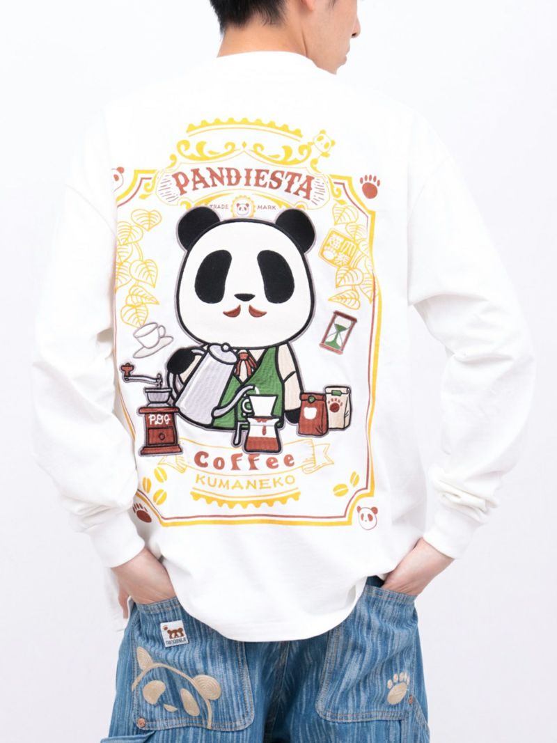 【PANDIESTA JAPAN】“熊猫カフェ”刺繍入りロンT