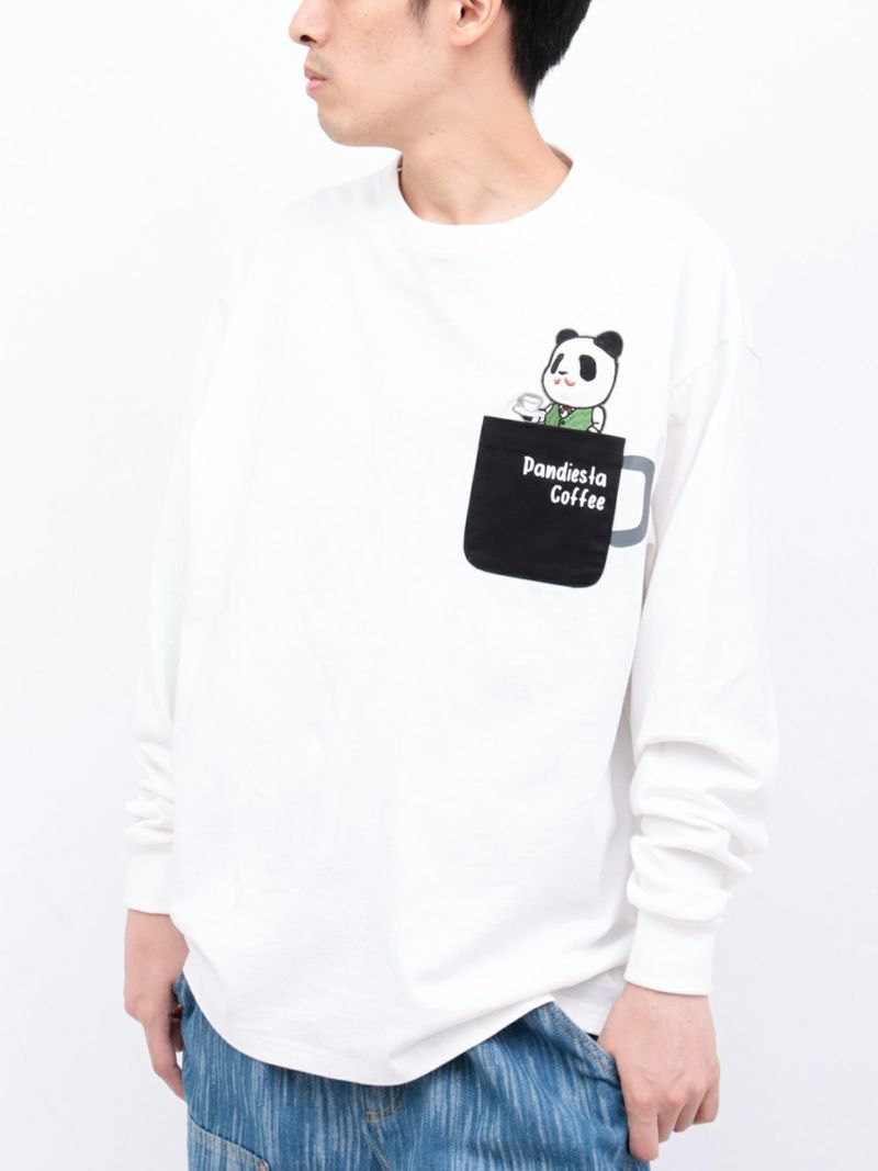 【PANDIESTA JAPAN】“熊猫カフェ”刺繍入りロンT