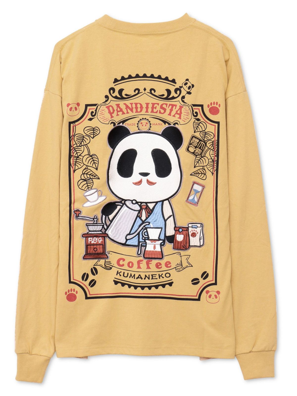 【PANDIESTA JAPAN】“熊猫カフェ”刺繍入りロンT