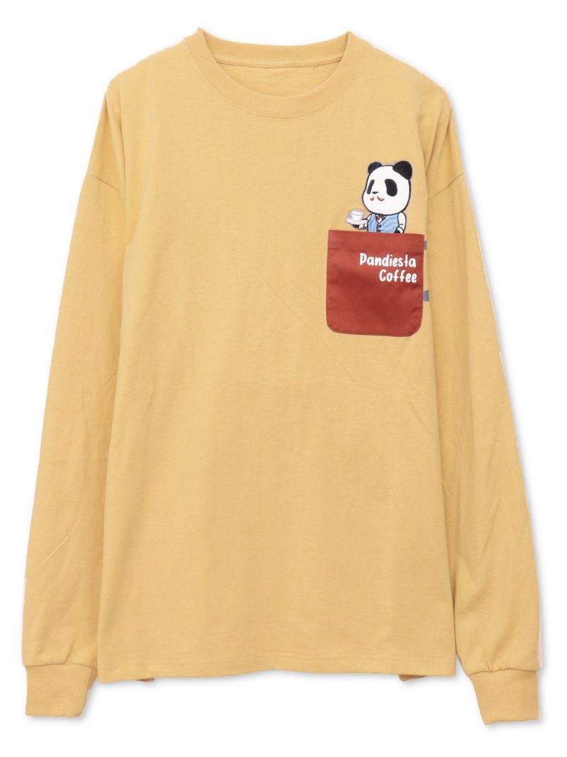 【PANDIESTA JAPAN】“熊猫カフェ”刺繍入りロンT