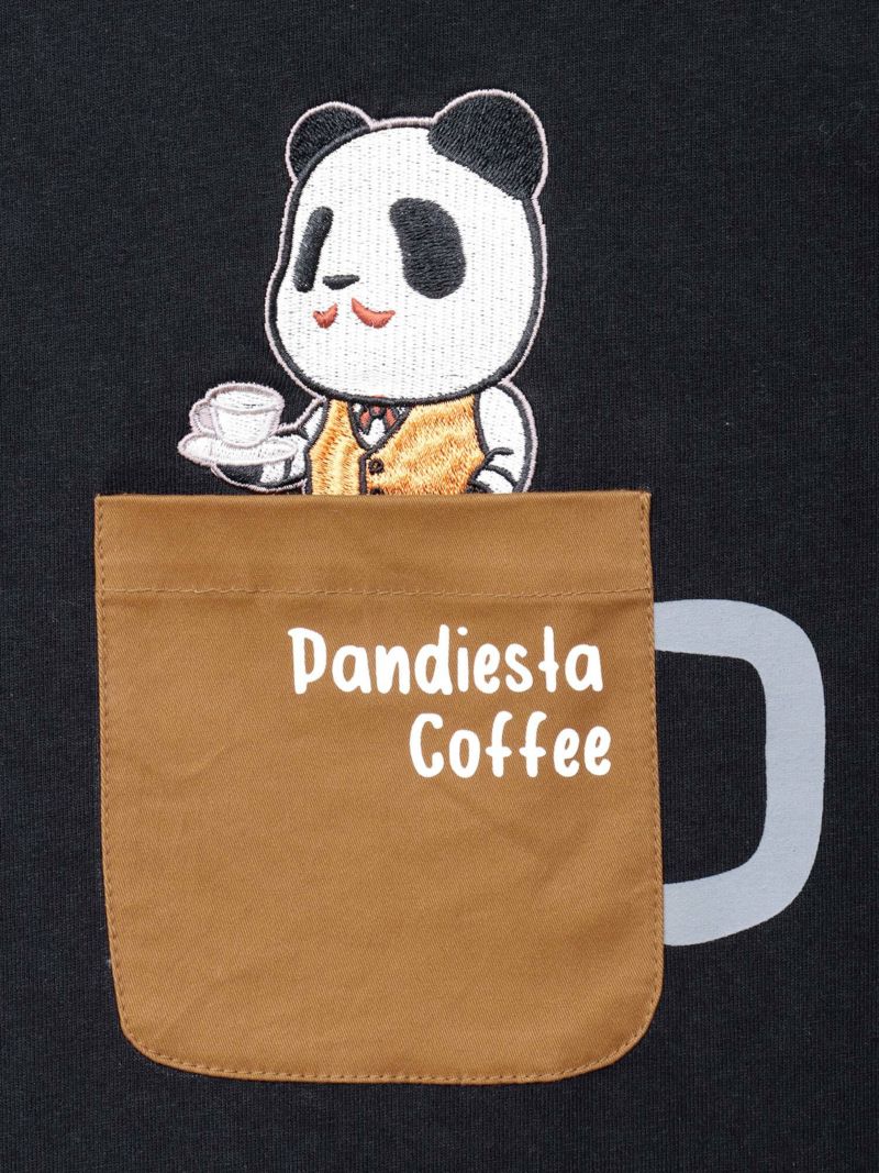 【PANDIESTA JAPAN】“熊猫カフェ”刺繍入りロンT