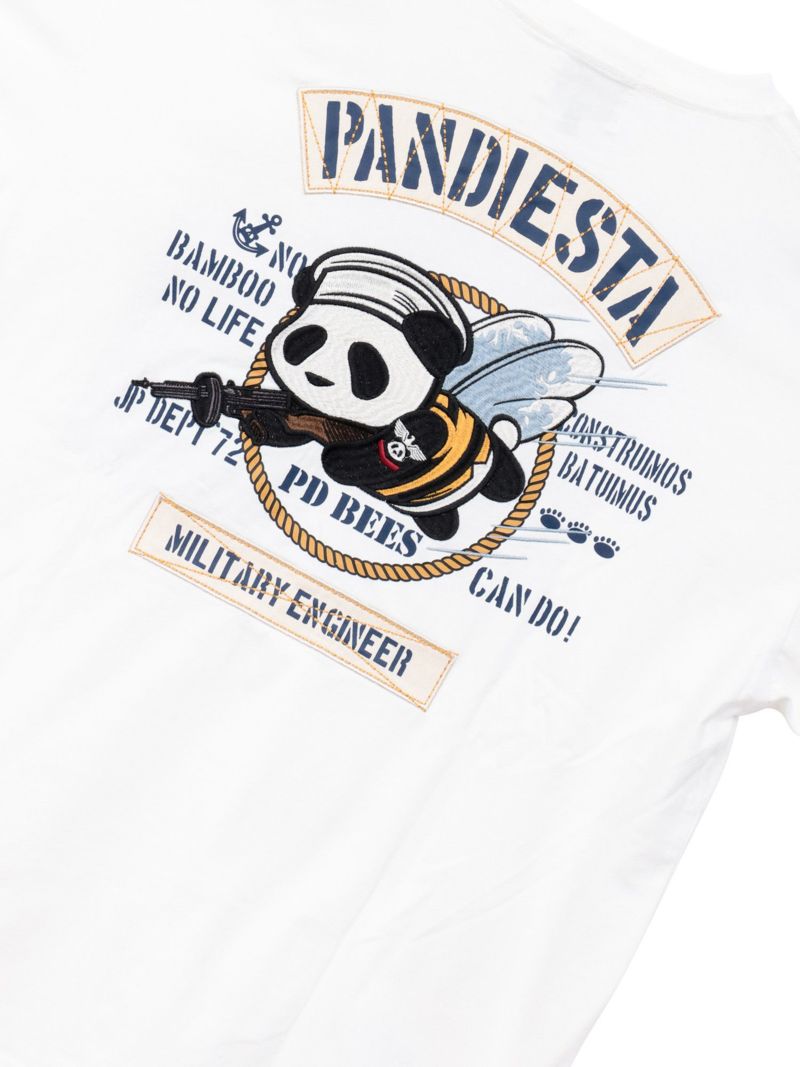 【PANDIESTA JAPAN】“SEA BEES PANDA”刺繍入りミリタリーロンT