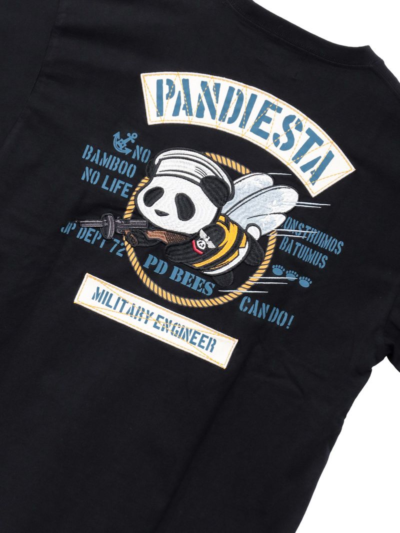 【PANDIESTA JAPAN】“SEA BEES PANDA”刺繍入りミリタリーロンT