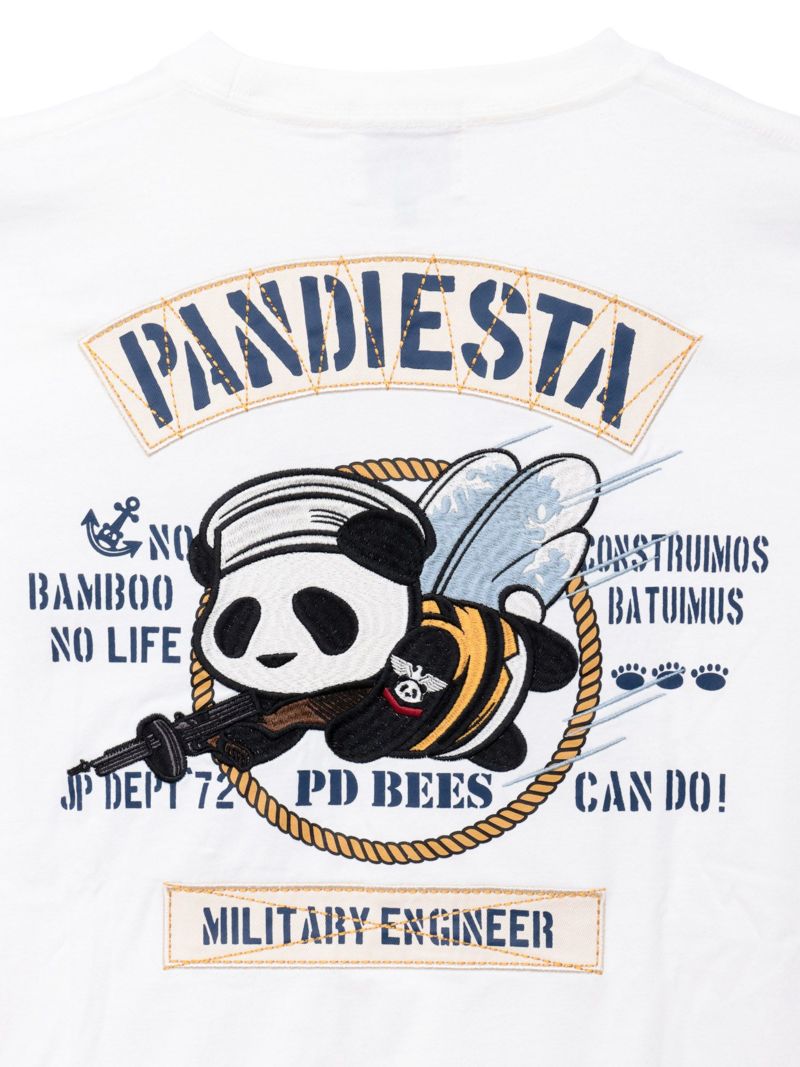 【PANDIESTA JAPAN】“SEA BEES PANDA”刺繍入りミリタリーロンT