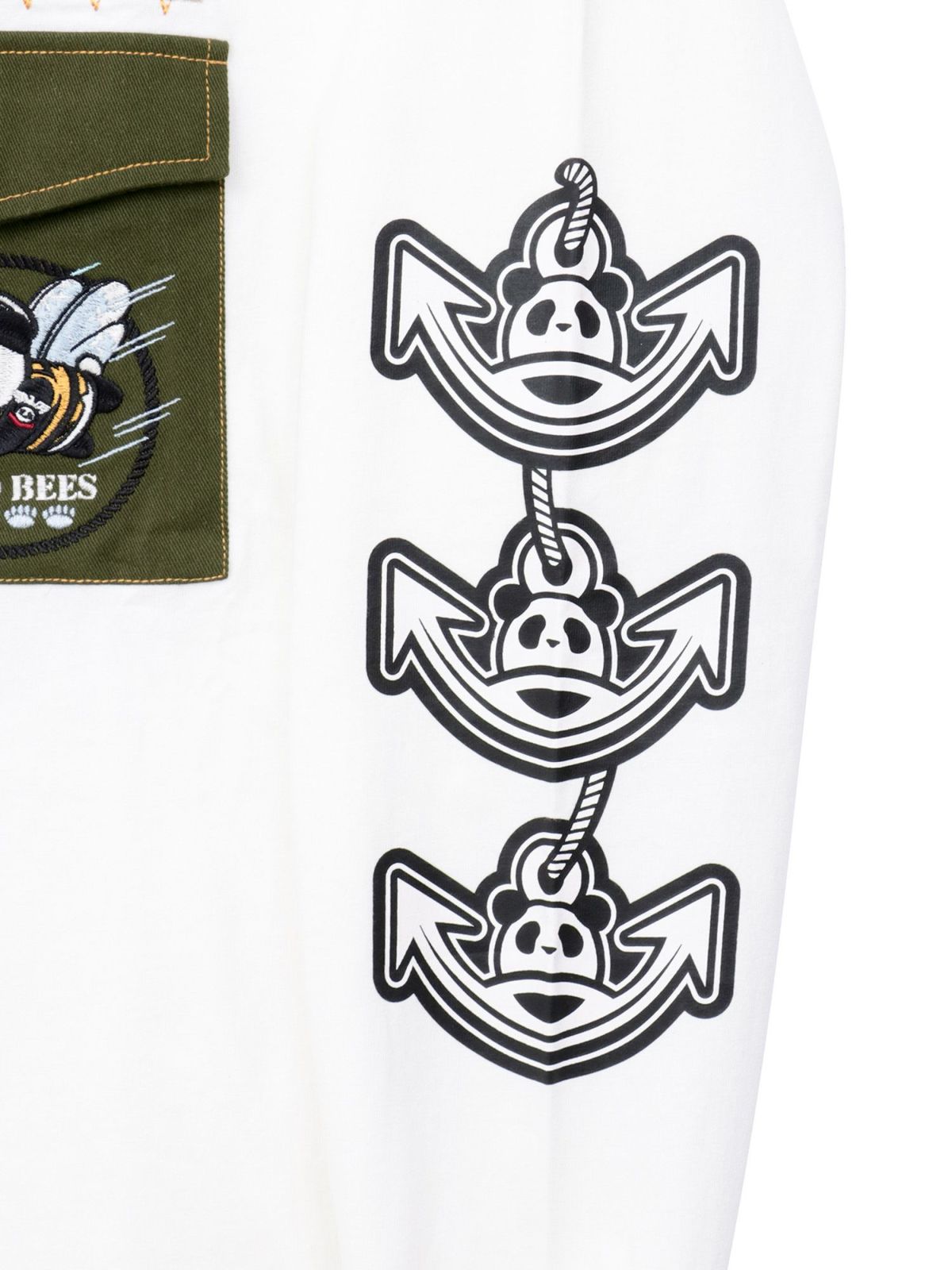 【PANDIESTA JAPAN】“SEA BEES PANDA”刺繍入りミリタリーロンT