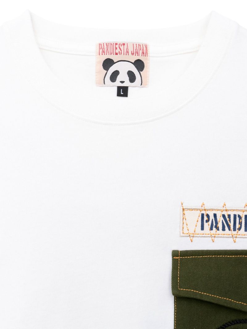 【PANDIESTA JAPAN】“SEA BEES PANDA”刺繍入りミリタリーロンT