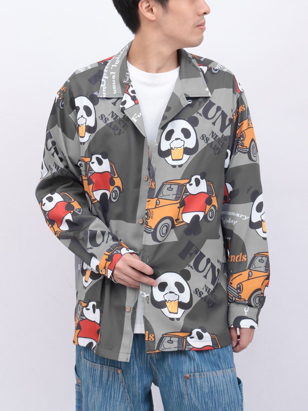 【PANDIESTA JAPAN】“BEERxCARS”総柄オープンシャツ