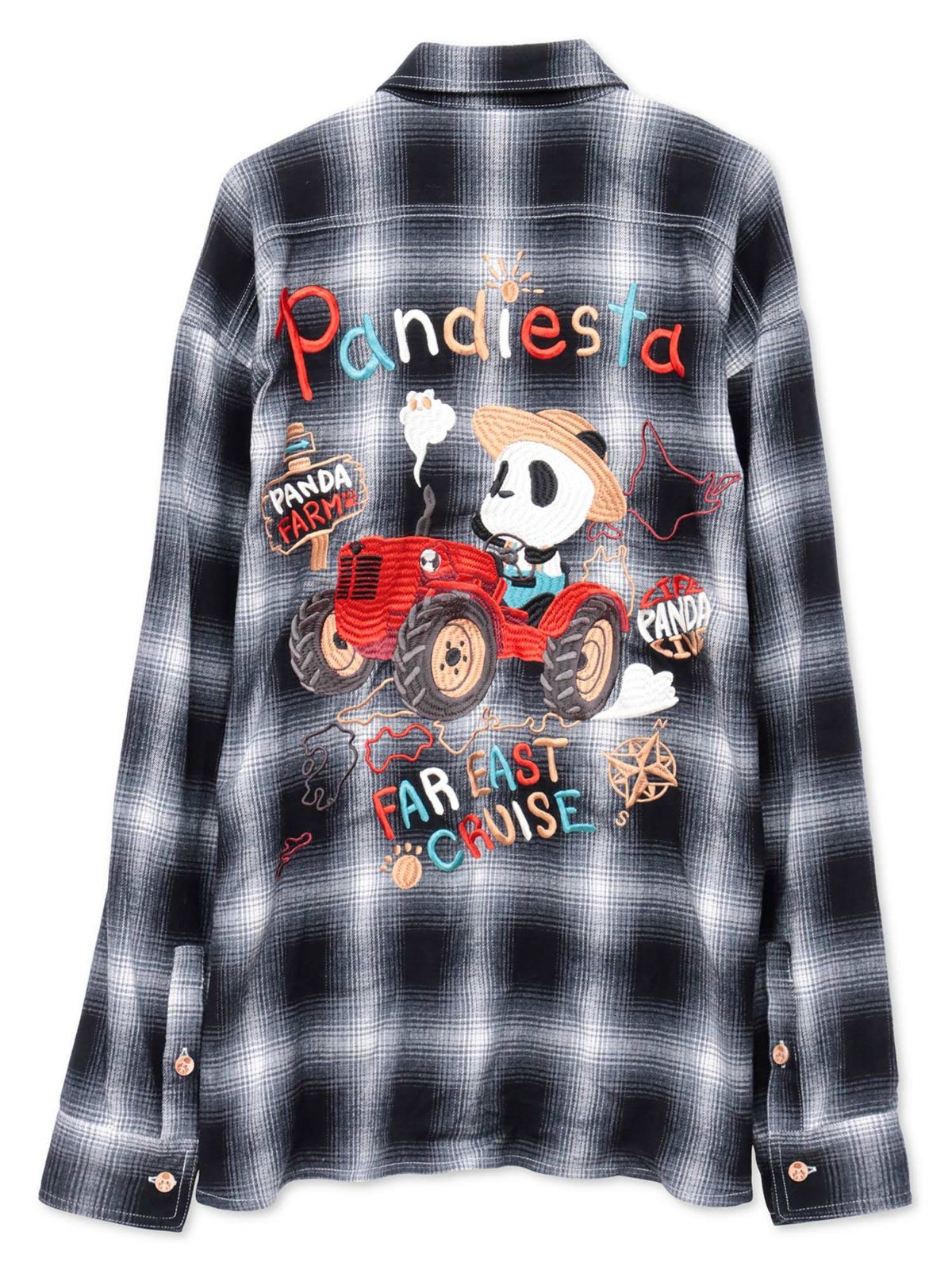 【PANDIESTA JAPAN】“ファーマーズパンダ”刺繍入りオンブレチェックシャツ