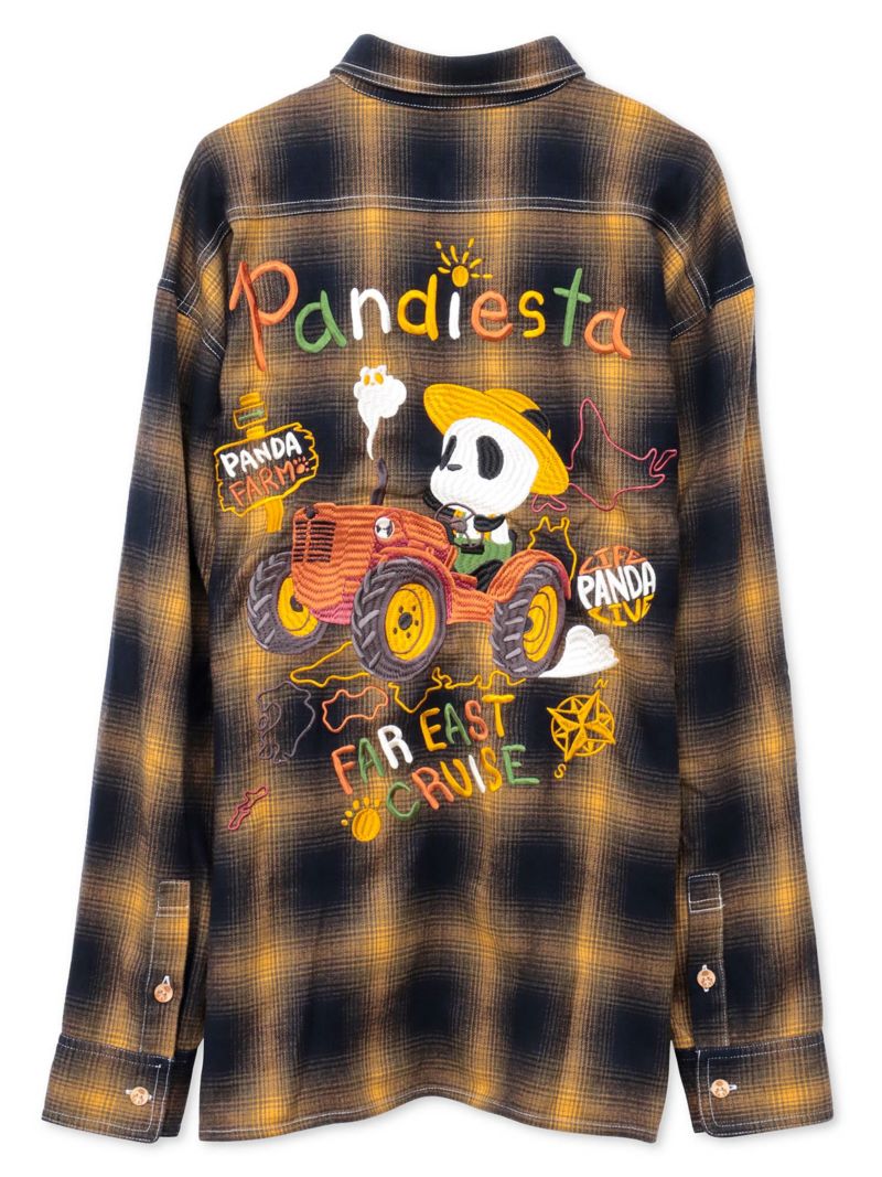 【PANDIESTA JAPAN】“ファーマーズパンダ”刺繍入りオンブレチェックシャツ