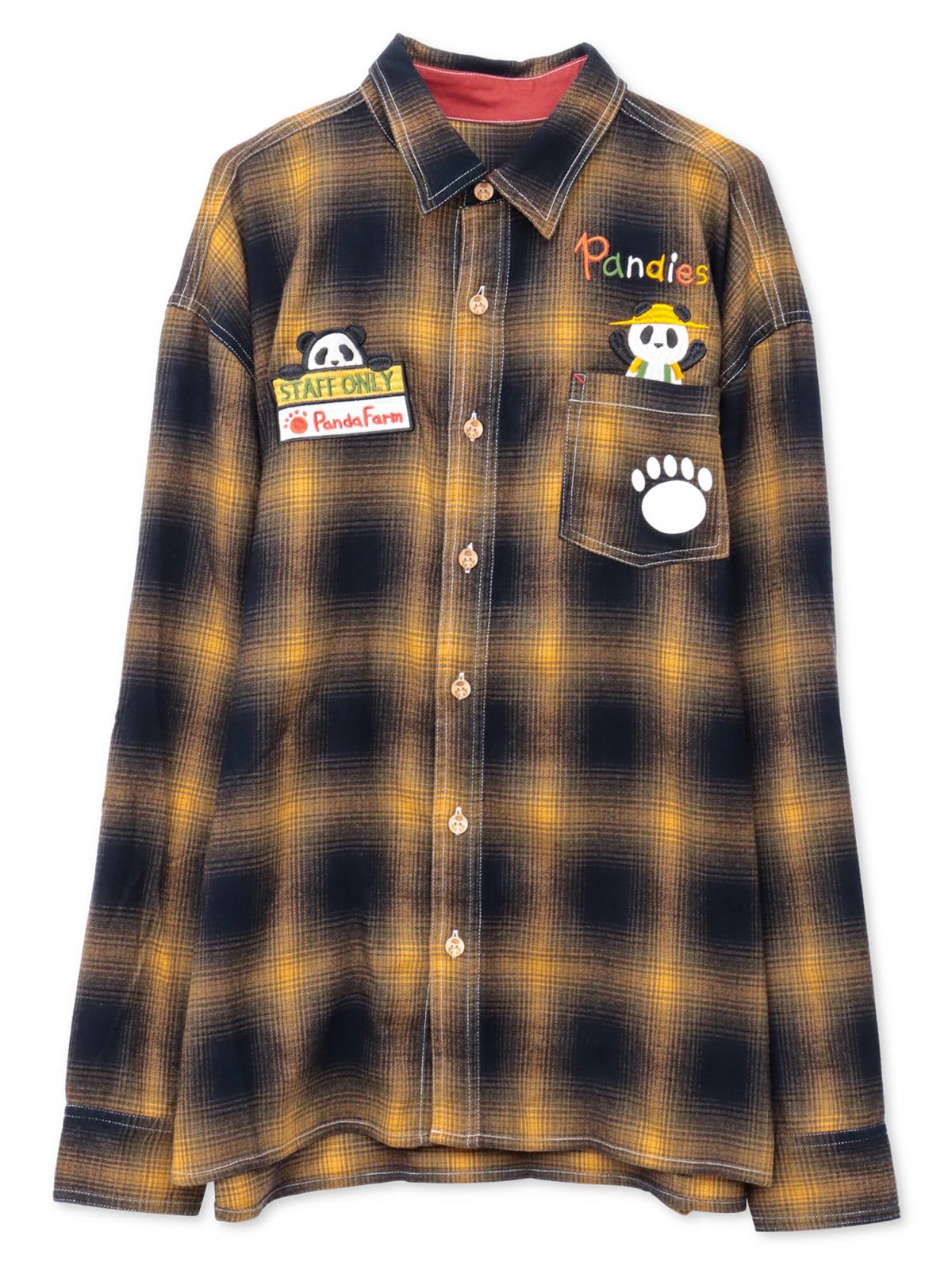 【PANDIESTA JAPAN】“ファーマーズパンダ”刺繍入りオンブレチェックシャツ
