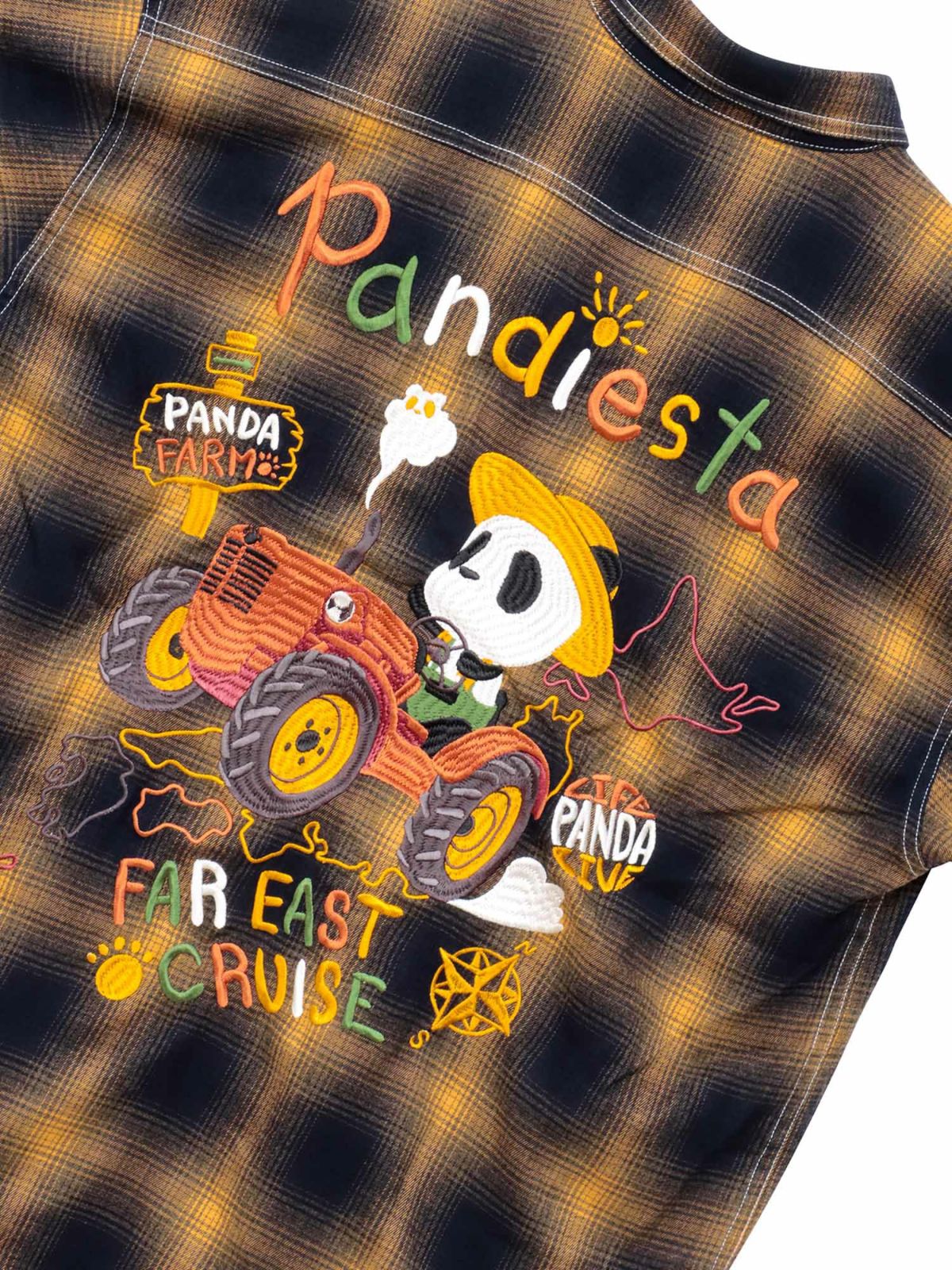 【PANDIESTA JAPAN】“ファーマーズパンダ”刺繍入りオンブレチェックシャツ