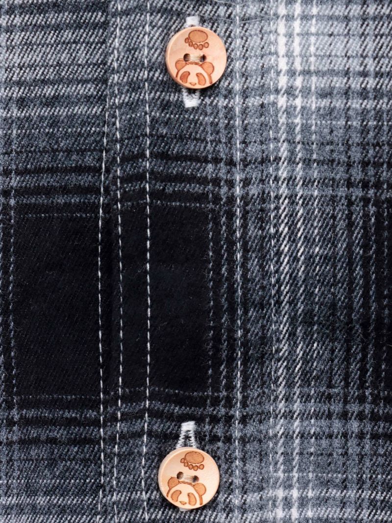 【PANDIESTA JAPAN】“ファーマーズパンダ”刺繍入りオンブレチェックシャツ