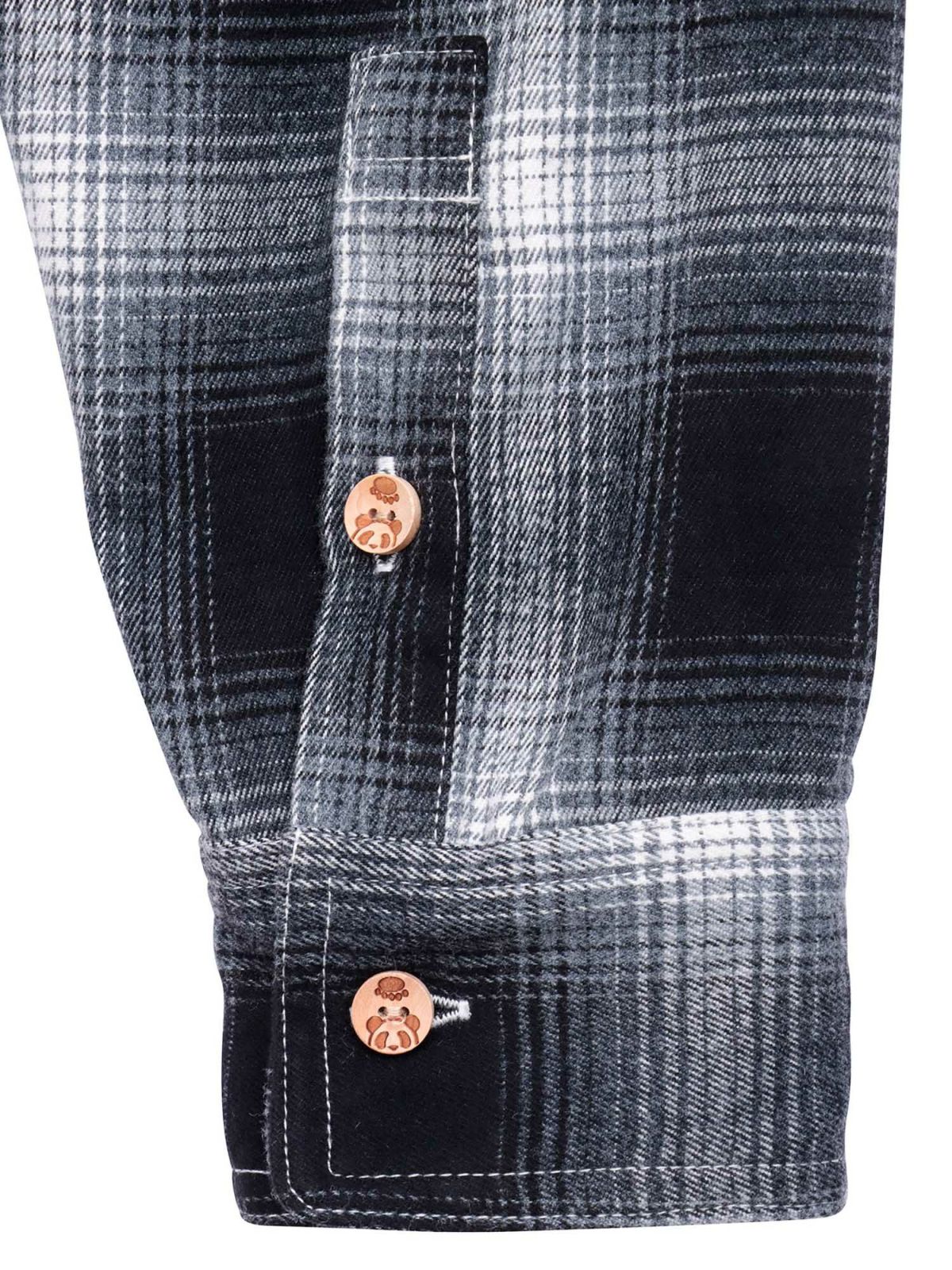 【PANDIESTA JAPAN】“ファーマーズパンダ”刺繍入りオンブレチェックシャツ