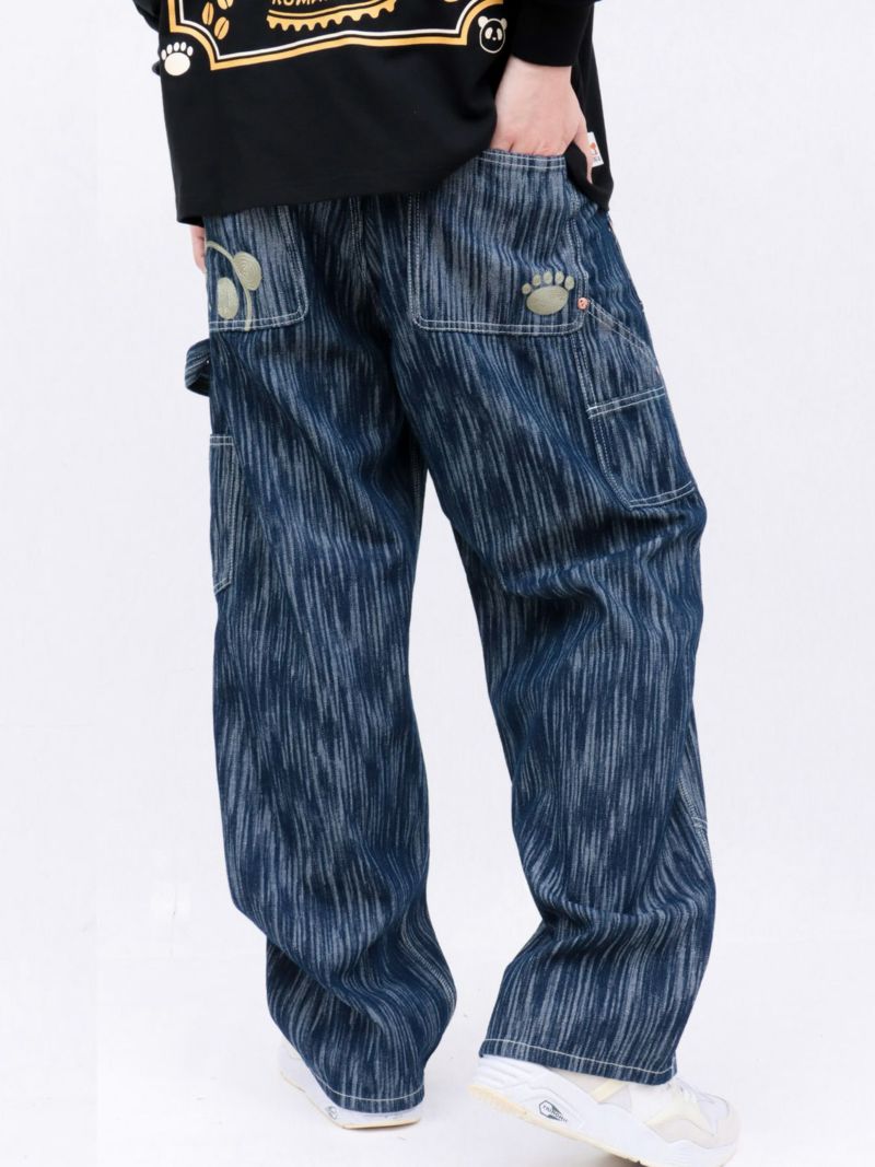 【PANDIESTA JAPAN】ウェーブジャガード ダブルニーデニムパンツ