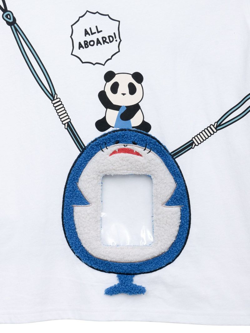 【PANDIESTA JAPAN】サメ型スマホショルダーBAG風ポケット付きフェイクレイヤードBIGロンT