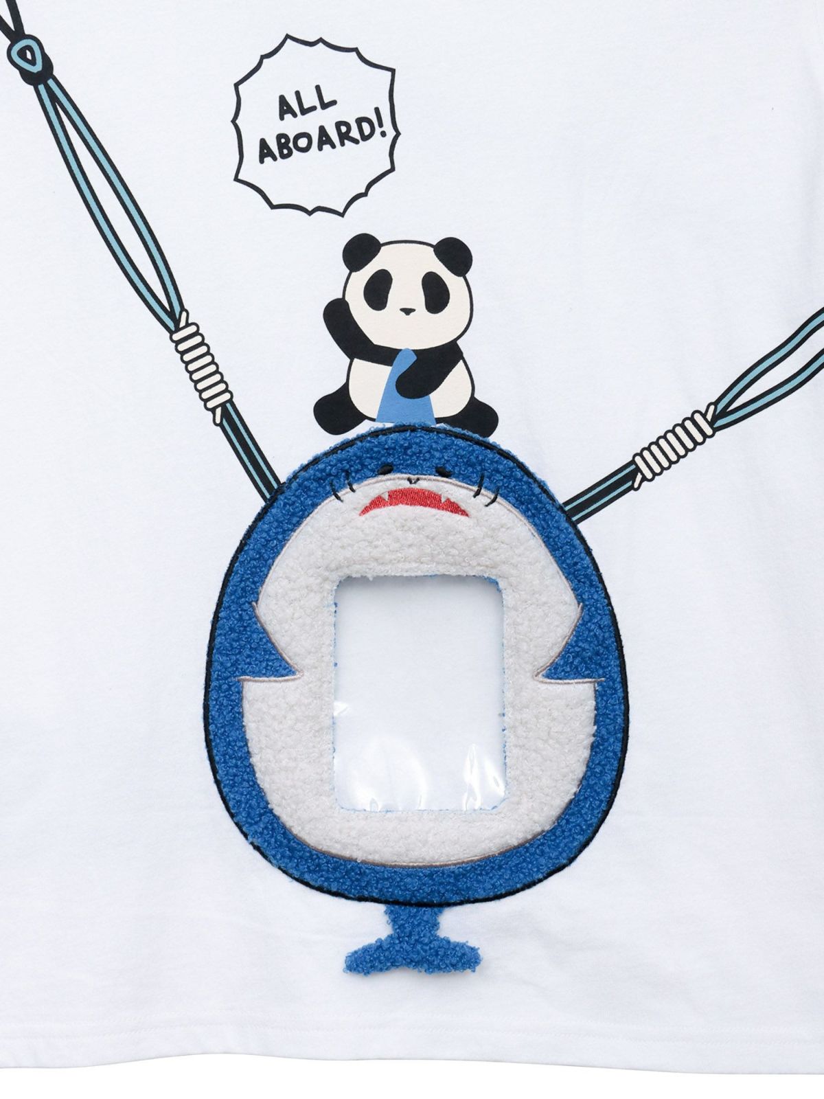 【PANDIESTA JAPAN】サメ型スマホショルダーBAG風ポケット付きフェイクレイヤードBIGロンT