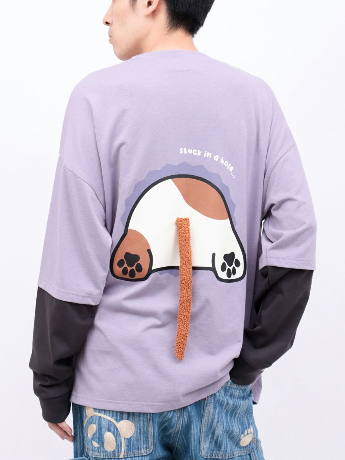 【PANDIESTA JAPAN】“飛び出しネコパンダ”フェイクレイヤードBIGロンT