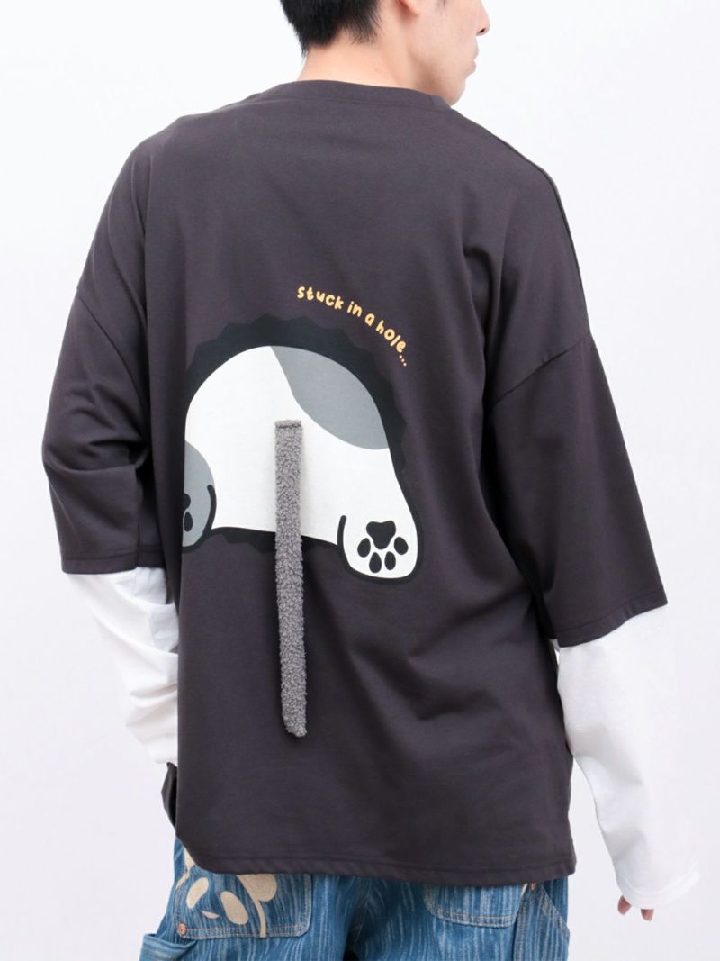 【PANDIESTA JAPAN】“飛び出しネコパンダ”フェイクレイヤードBIGロンT