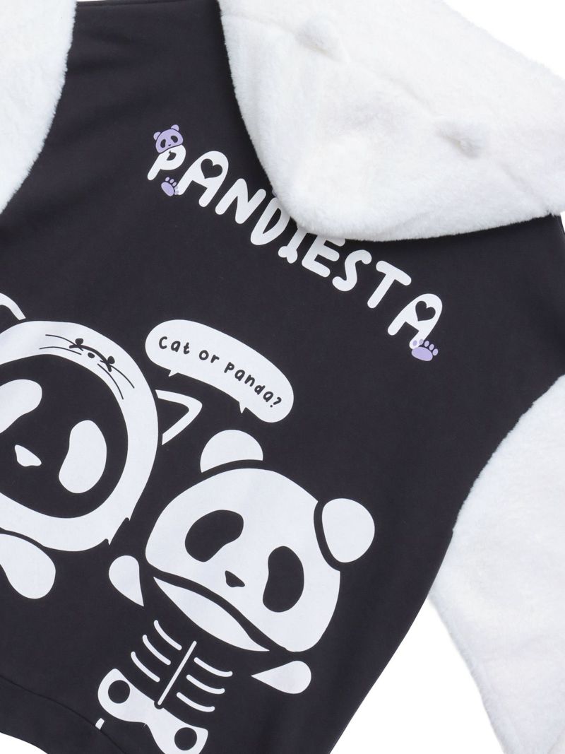【PANDIESTA JAPAN】“ネコパンダハーフBONES”フェイクファー切替ZIPパーカー