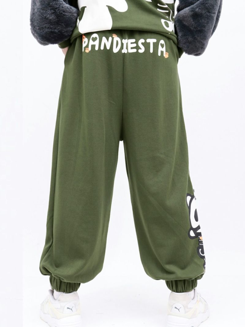 【PANDIESTA JAPAN】“ネコパンダハーフBONES”フェイクファー切替スウェットパンツ