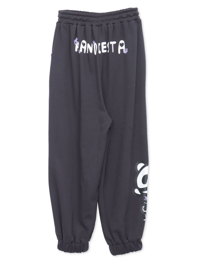 【PANDIESTA JAPAN】“ネコパンダハーフBONES”フェイクファー切替スウェットパンツ