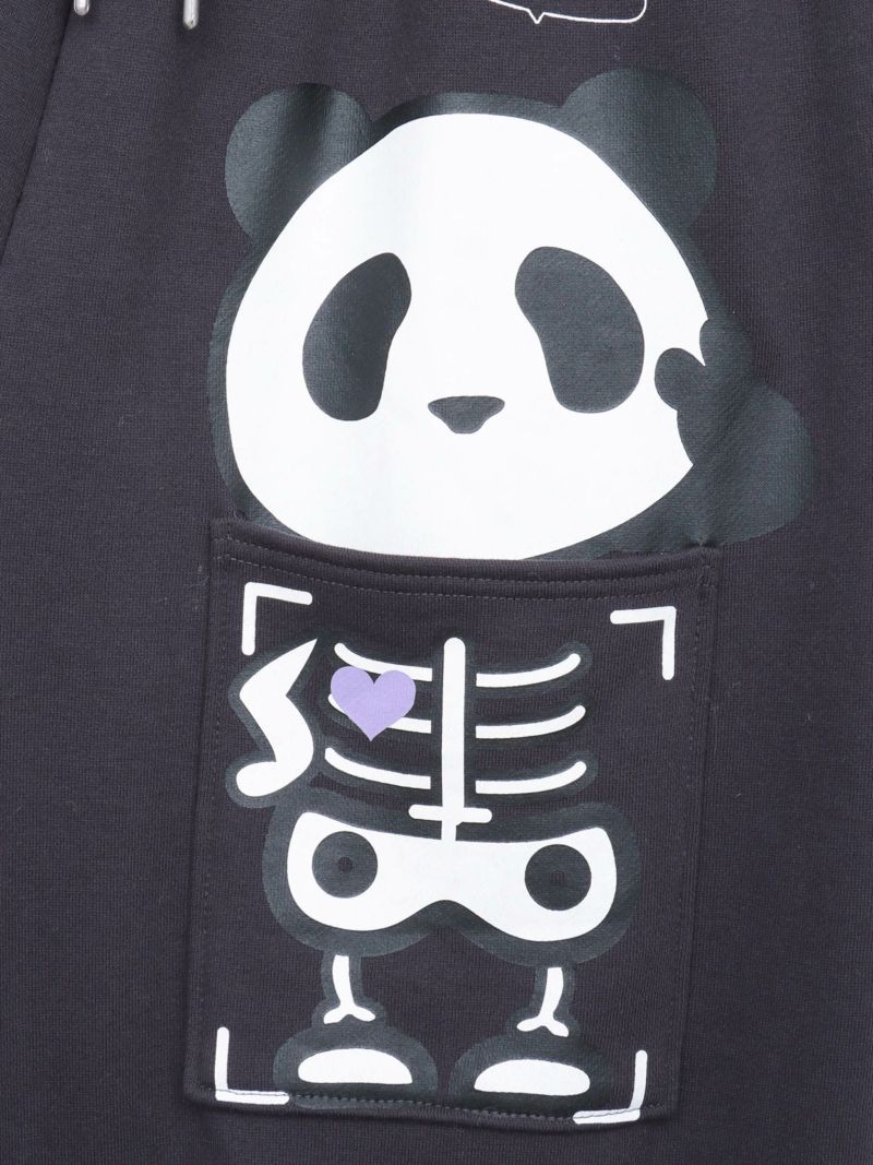 【PANDIESTA JAPAN】“ネコパンダハーフBONES”フェイクファー切替スウェットパンツ
