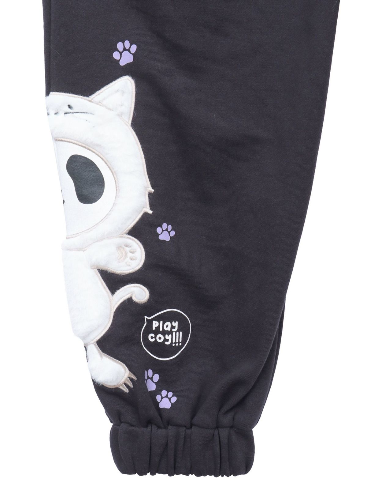 【PANDIESTA JAPAN】“ネコパンダハーフBONES”フェイクファー切替スウェットパンツ