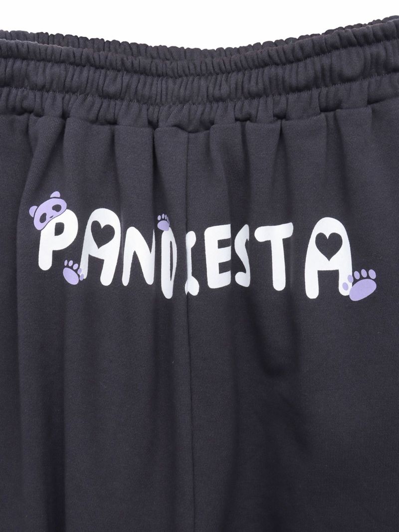 【PANDIESTA JAPAN】“ネコパンダハーフBONES”フェイクファー切替スウェットパンツ