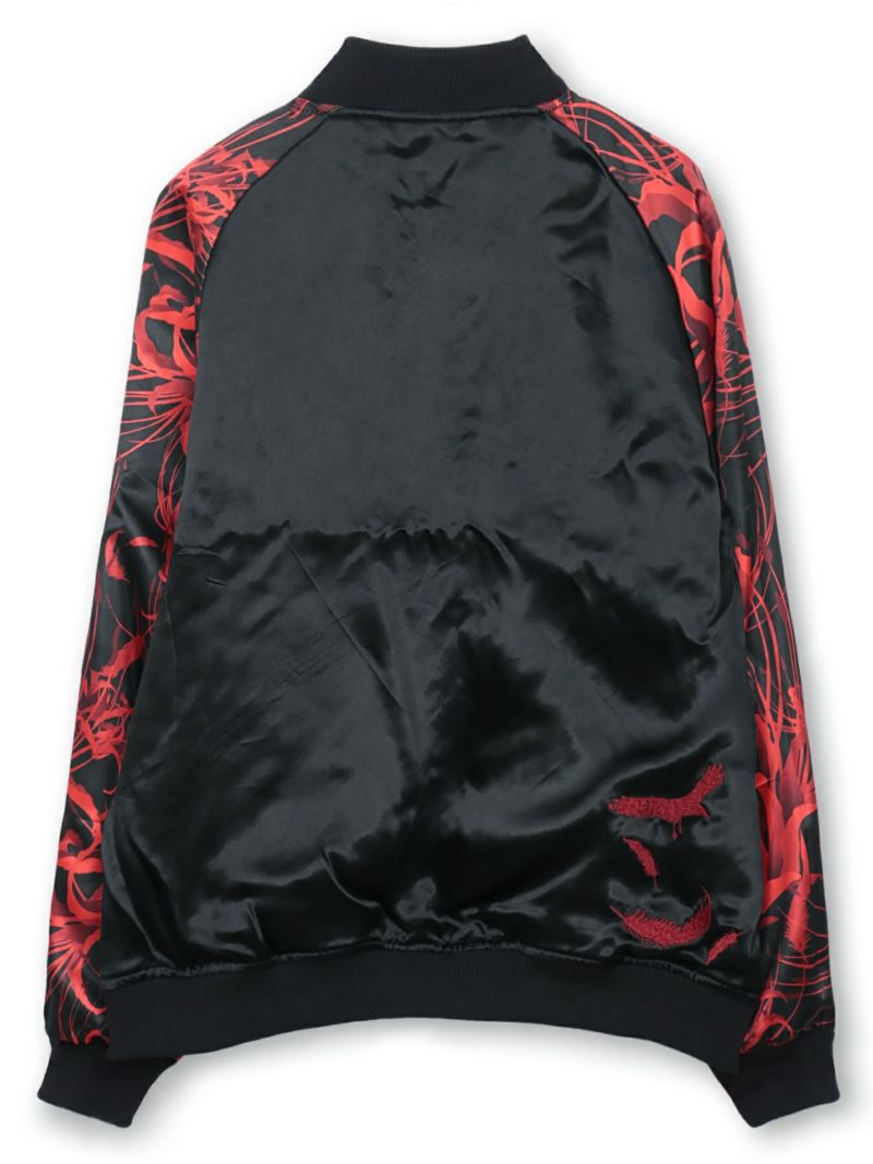 【絡繰魂・漆】“八咫烏と彼岸花”総刺繍リバーシブルスカジャン〔別注〕