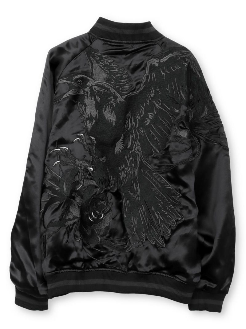 【絡繰魂・漆】“八咫烏と彼岸花”総刺繍リバーシブルスカジャン〔別注〕