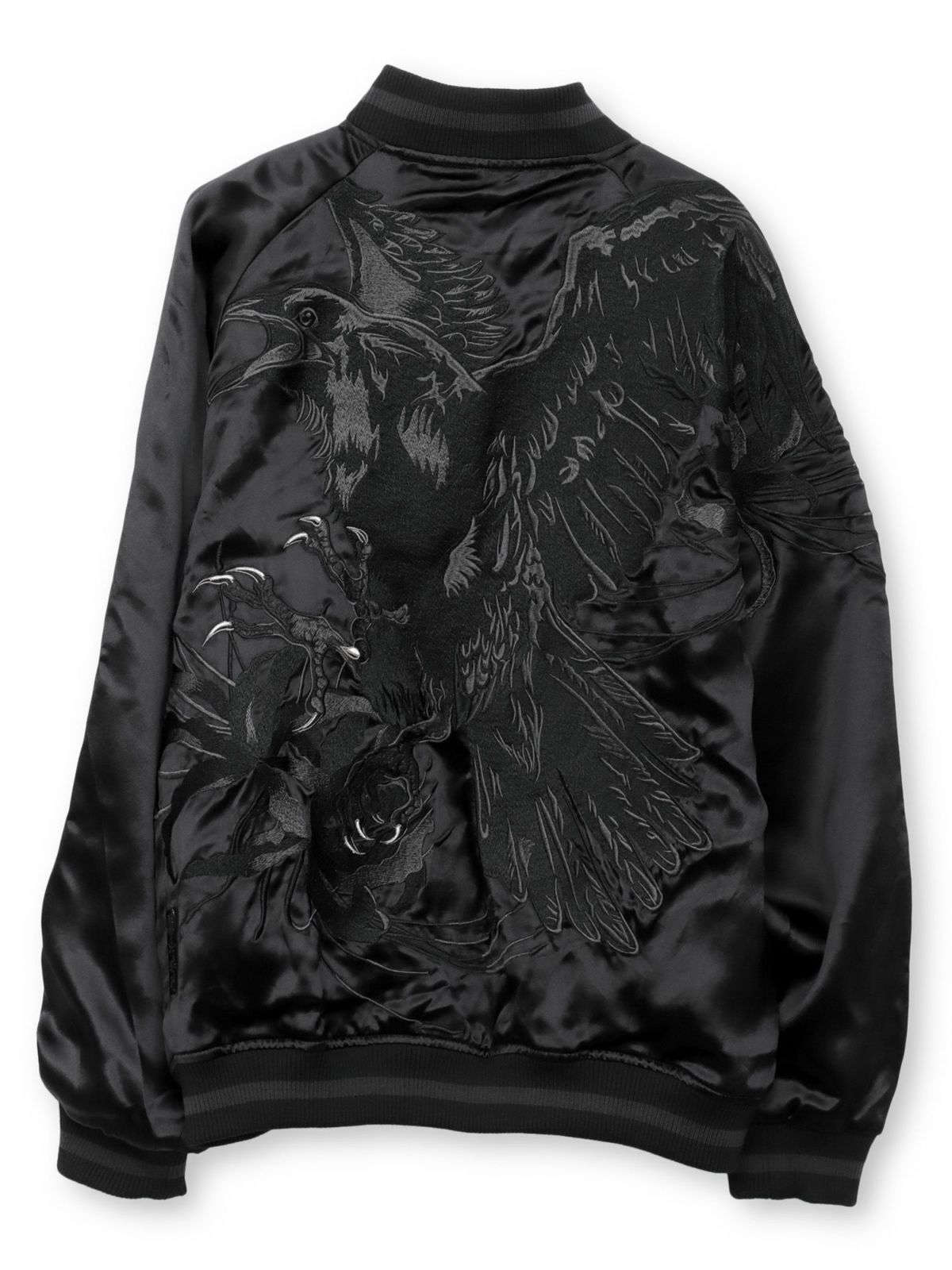 【絡繰魂・漆】“八咫烏と彼岸花”総刺繍リバーシブルスカジャン〔別注〕