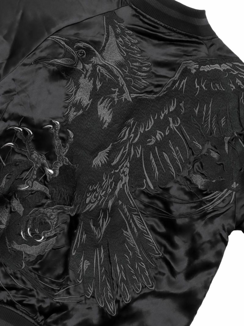 【絡繰魂・漆】“八咫烏と彼岸花”総刺繍リバーシブルスカジャン〔別注〕