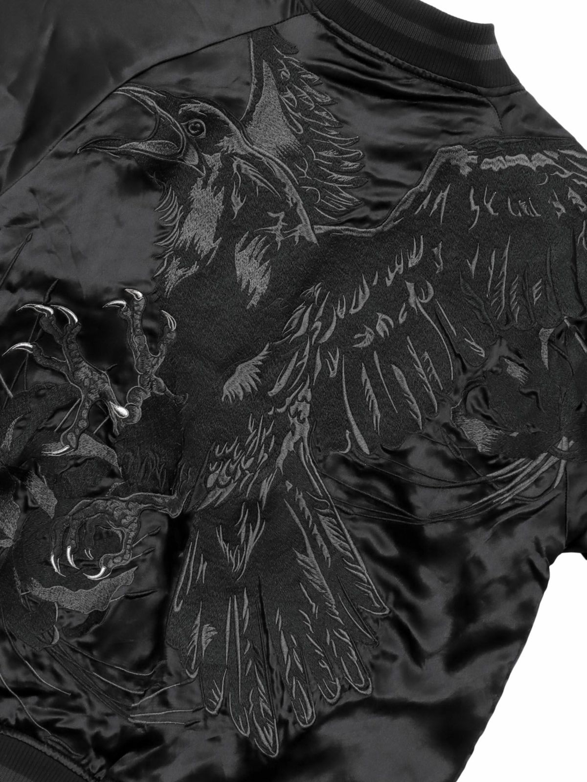 【絡繰魂・漆】“八咫烏と彼岸花”総刺繍リバーシブルスカジャン〔別注〕