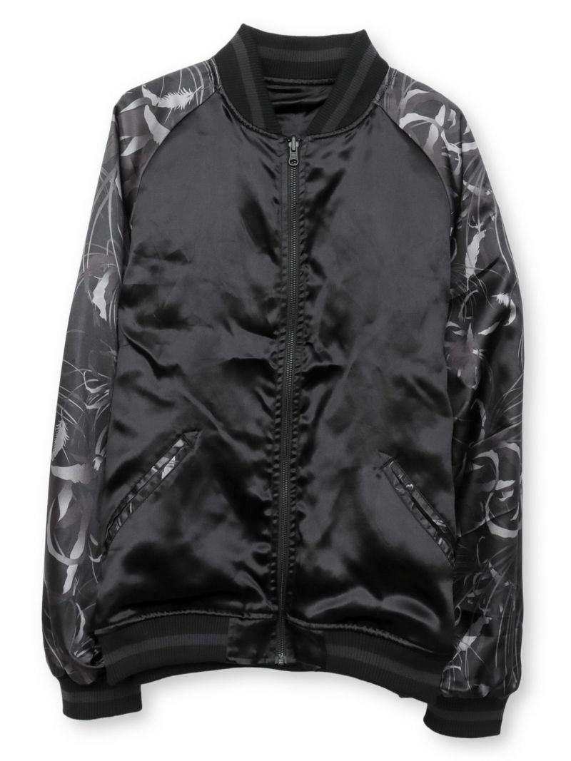 【絡繰魂・漆】“八咫烏と彼岸花”総刺繍リバーシブルスカジャン〔別注〕