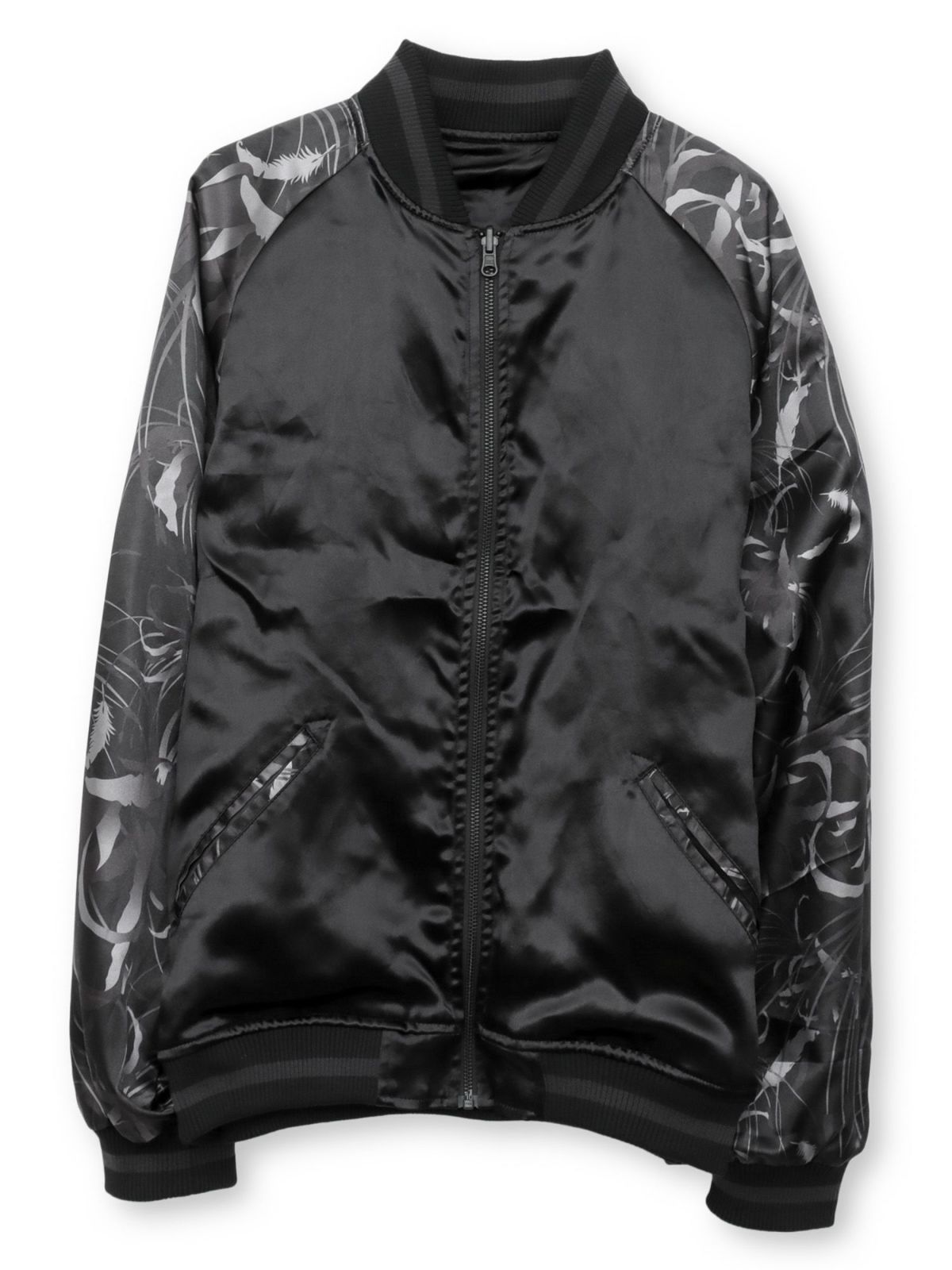 【絡繰魂・漆】“八咫烏と彼岸花”総刺繍リバーシブルスカジャン〔別注〕