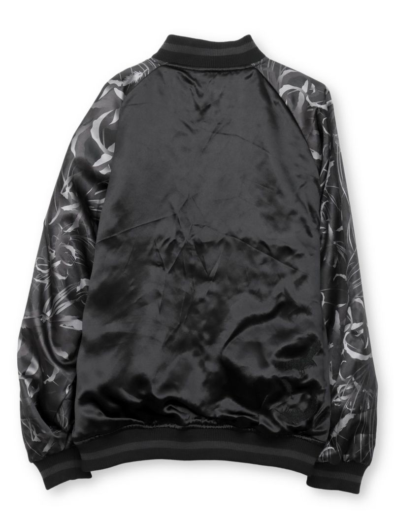 【絡繰魂・漆】“八咫烏と彼岸花”総刺繍リバーシブルスカジャン〔別注〕