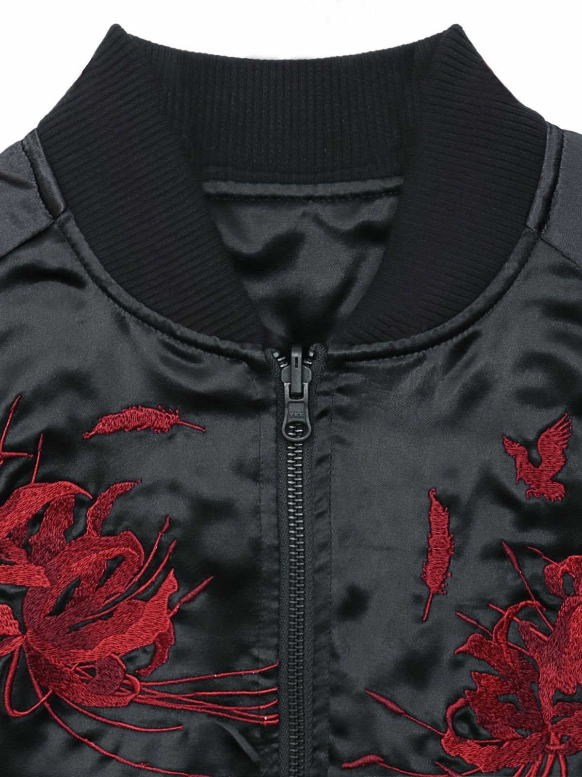 【絡繰魂・漆】“八咫烏と彼岸花”総刺繍リバーシブルスカジャン〔別注〕