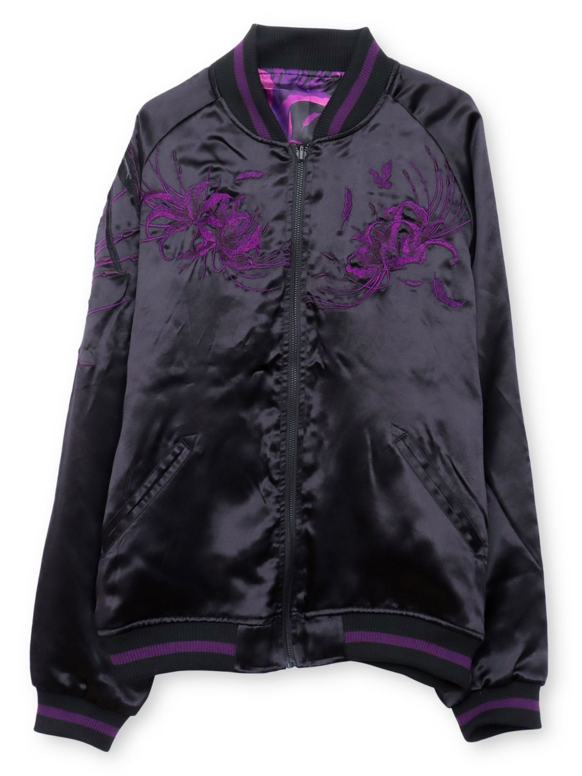 【絡繰魂・漆】“八咫烏と彼岸花”総刺繍リバーシブルスカジャン〔別注：web限定カラー〕