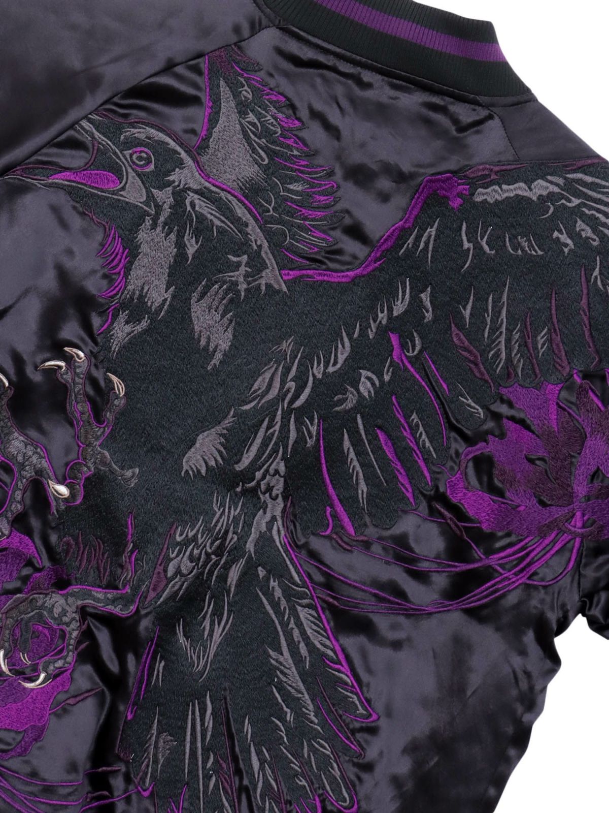 【絡繰魂・漆】“八咫烏と彼岸花”総刺繍リバーシブルスカジャン〔別注：web限定カラー〕