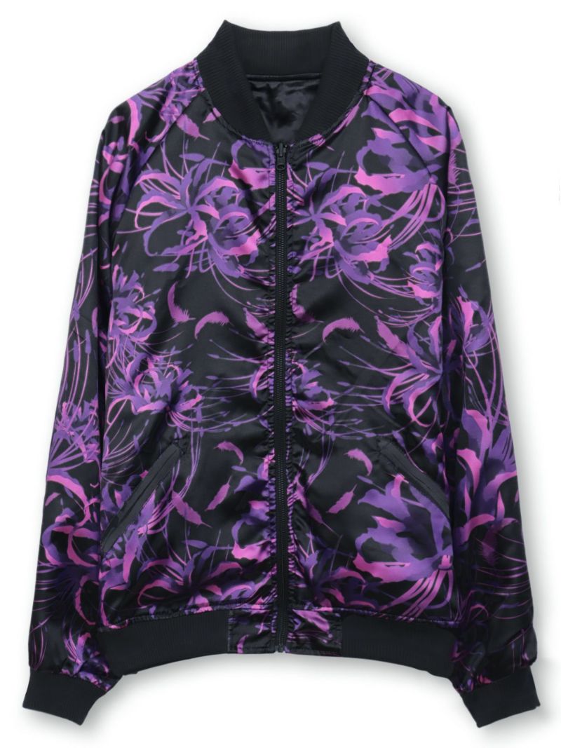 【絡繰魂・漆】“八咫烏と彼岸花”総刺繍リバーシブルスカジャン〔別注：web限定カラー〕