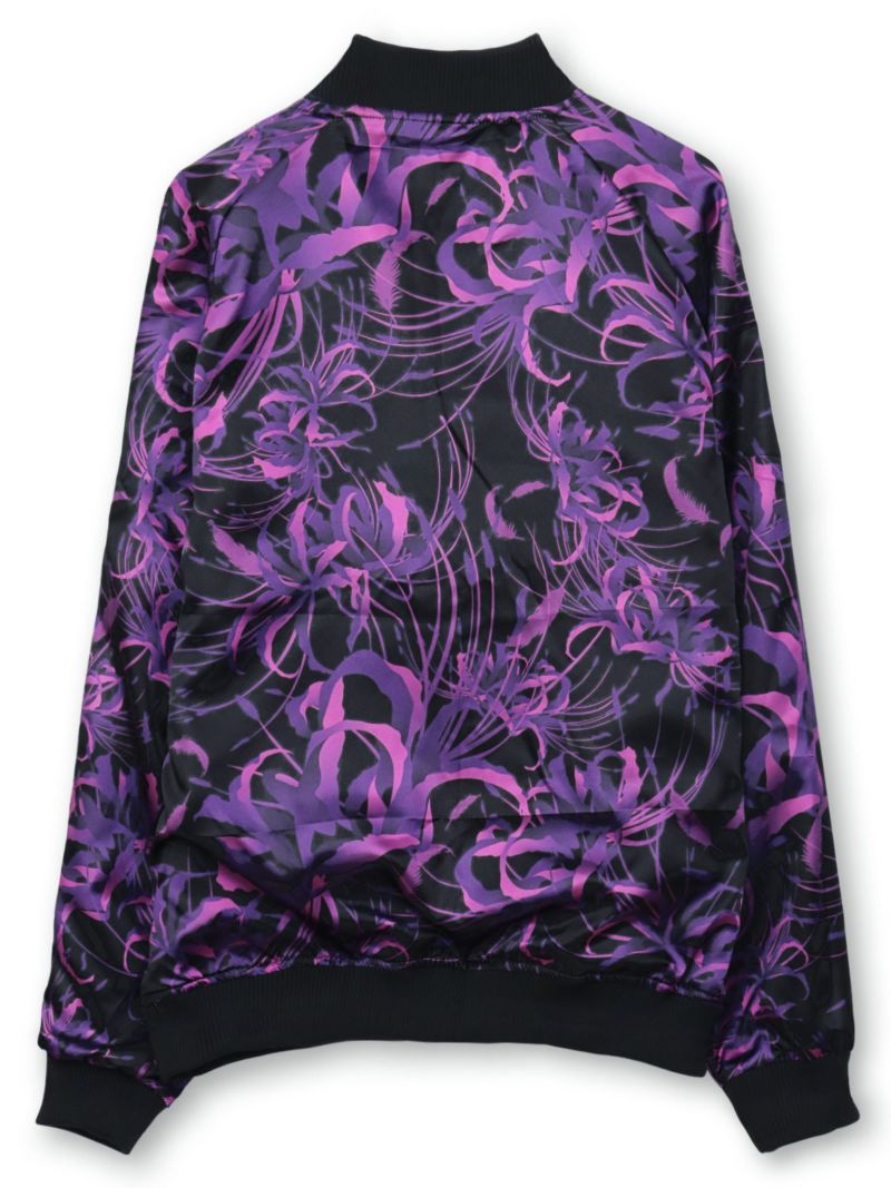 【絡繰魂・漆】“八咫烏と彼岸花”総刺繍リバーシブルスカジャン〔別注：web限定カラー〕