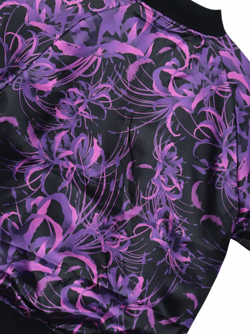 【絡繰魂・漆】“八咫烏と彼岸花”総刺繍リバーシブルスカジャン〔別注：web限定カラー〕