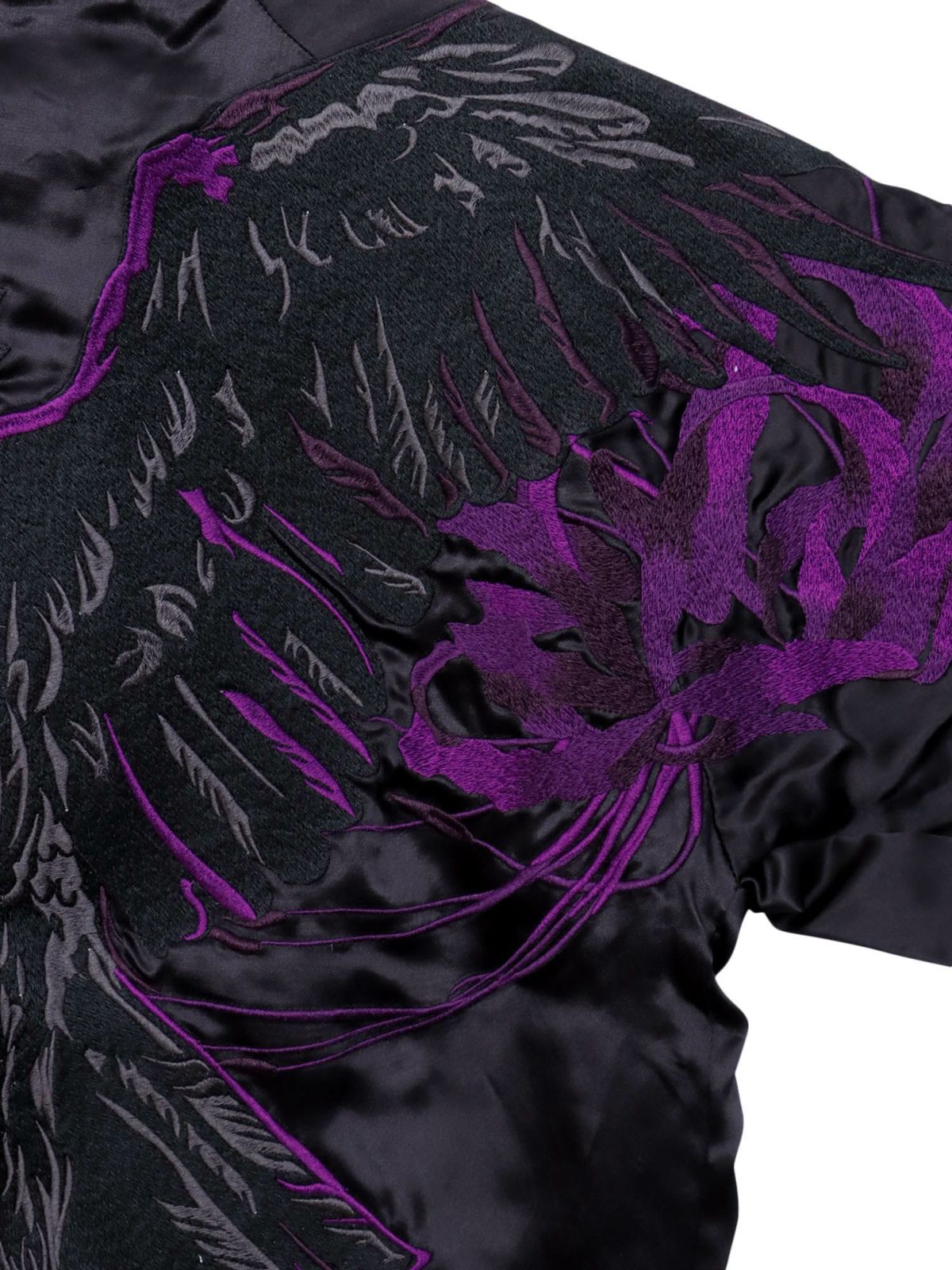 【絡繰魂・漆】“八咫烏と彼岸花”総刺繍リバーシブルスカジャン〔別注：web限定カラー〕